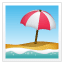 Plage avec parasol Whatsapp U+1F3D6