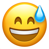 Visage souriant avec une goutte de sueur