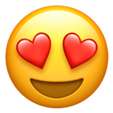 Visage souriant avec yeux en forme de cœur