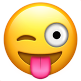 Visage qui tire la langue et fait un clin d’œil